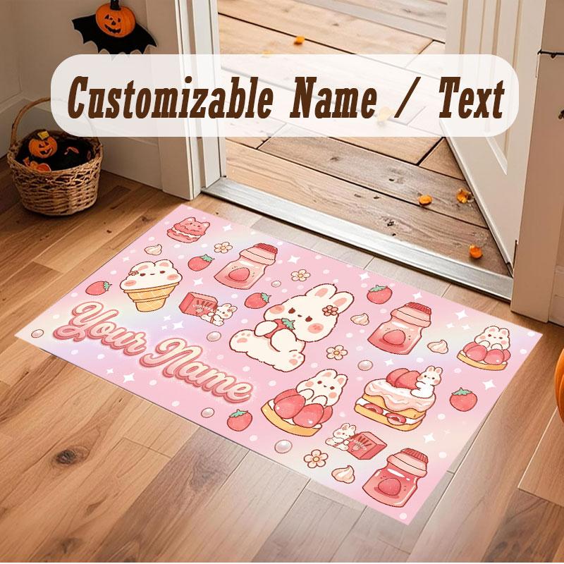 Celebration Theme Crystal Velvet Floor Rug Personalized Custom Name Text Warm Carpet Home Decoration