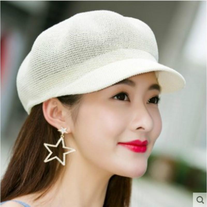 Женская соломенная вязаная шапка, дышащая шапка от солнца, летняя шапка белый