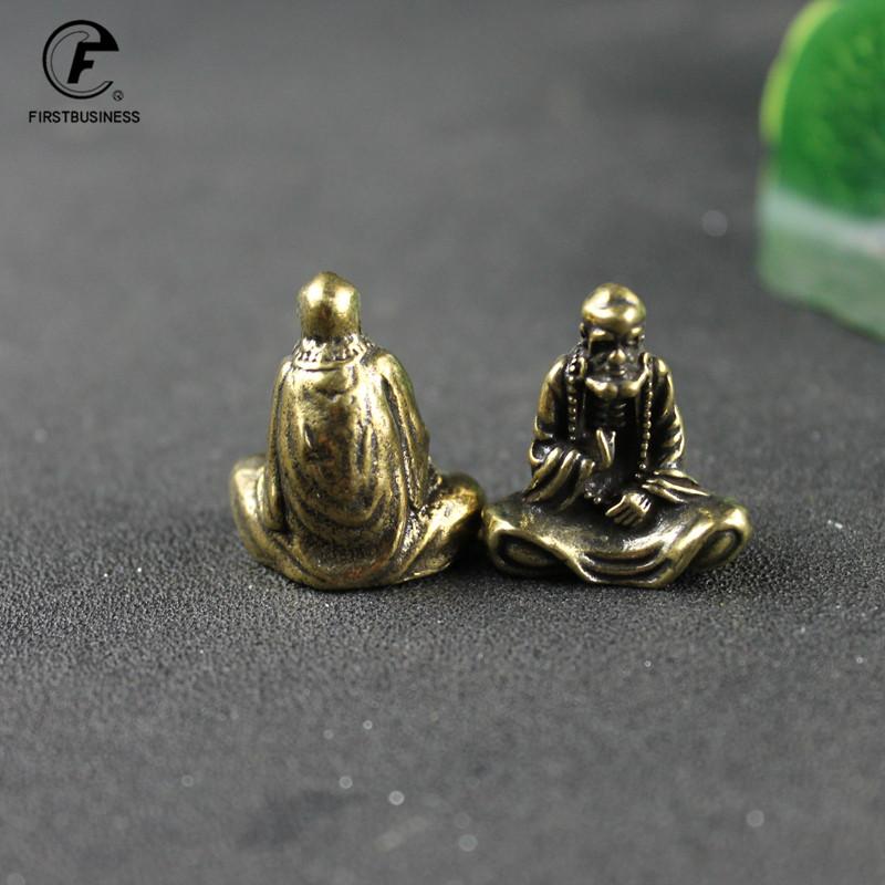 Bodhidharma Buddha Figurines Miniatures Desktop Ornament Retro Brass Master Dharma Statue Home Decor Crafts Accessories