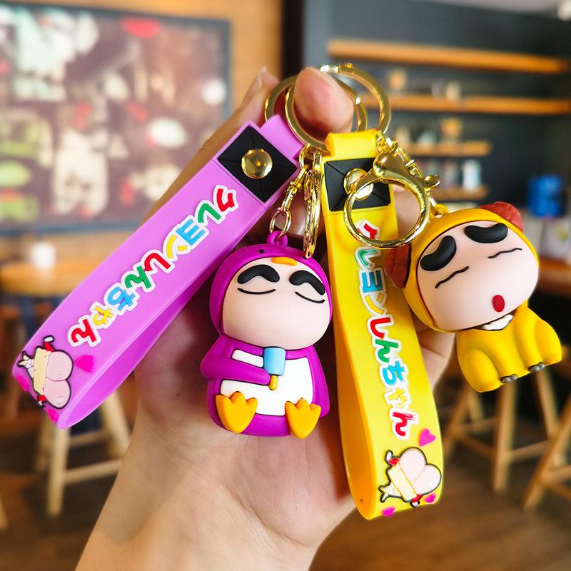 Japanese Crayon Shinchan Keychain Doll Machine Cartoon Figurine Student Gift Couple Keychain Gift Kawaii Cute Personalized Gifts