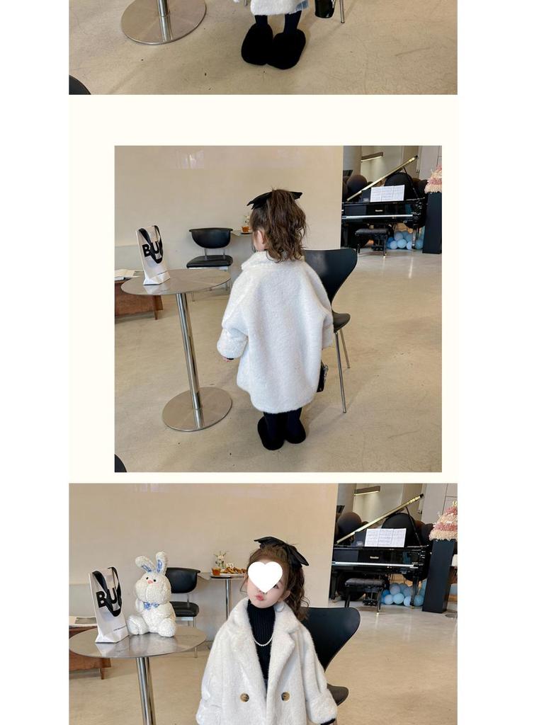 Girls' Faux Mink Fur Mid-Length Winter Coat