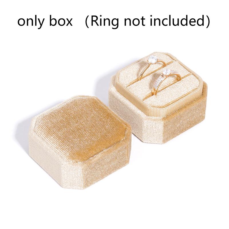 1Pc Velvet Ring Box Double Ring Box With Detachable Lid 2 Slots Octagon Ring Display Holder Case For Engagement Wedding Proposal