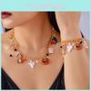 Halloween Pumpkin Ghost Spider Alloy Jewelry Set With Chain For Men Women