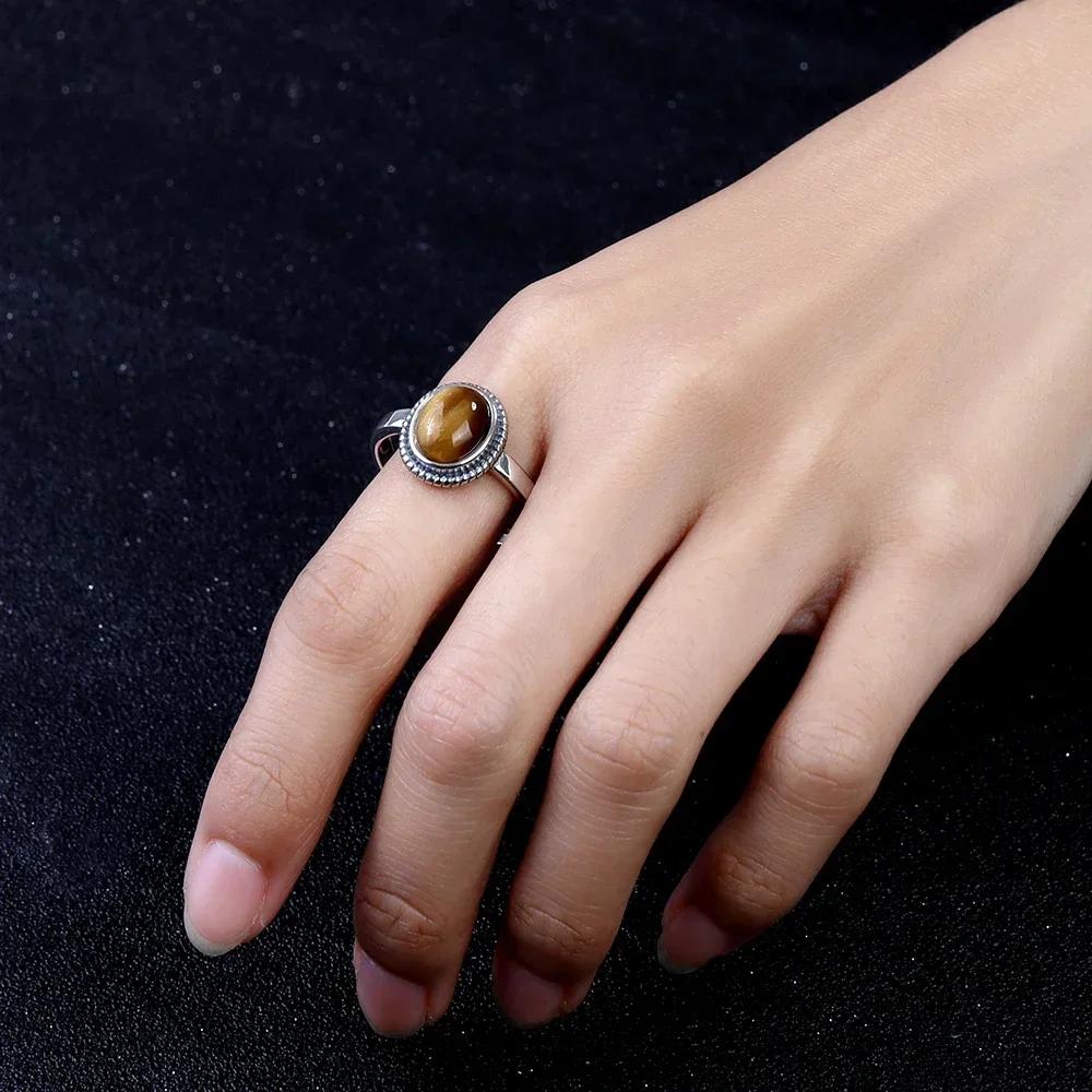 Vintage Carved Pattern Oval Purple Stone Rings, Amethyst Gemstone CopperPlating Ring, Women's Boho Fashion Jewelry Cross-Border