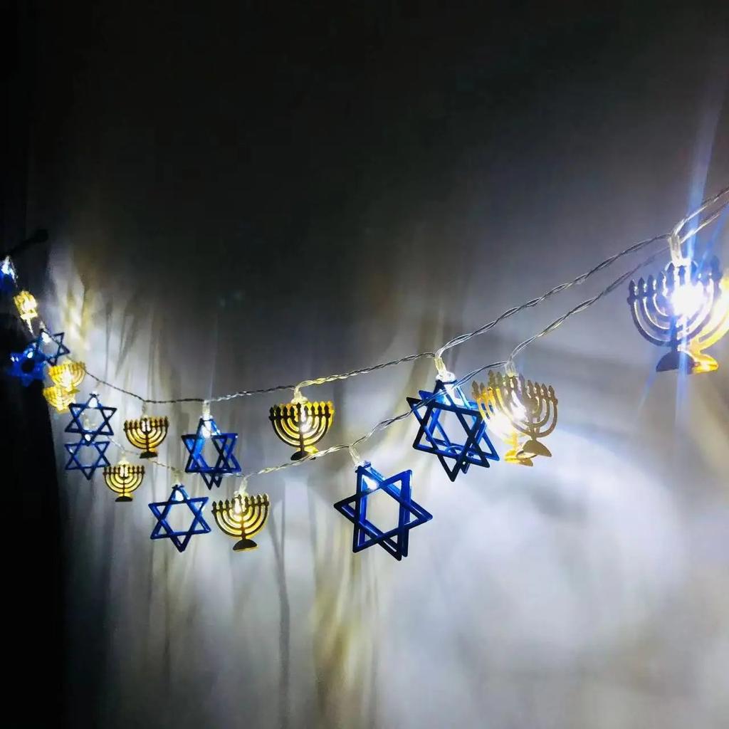 1.65 Meters Hanukkah Star Of David String String 10 Led Lights Hanukkah Festival Decor String Lights Decoration New Gift