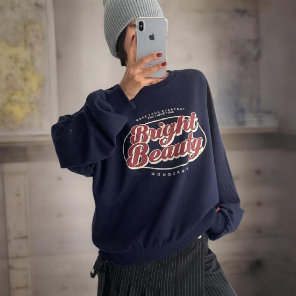 New Arrivals Open Run Women Color Block PrinT Oversized Long Sleeve T shirT