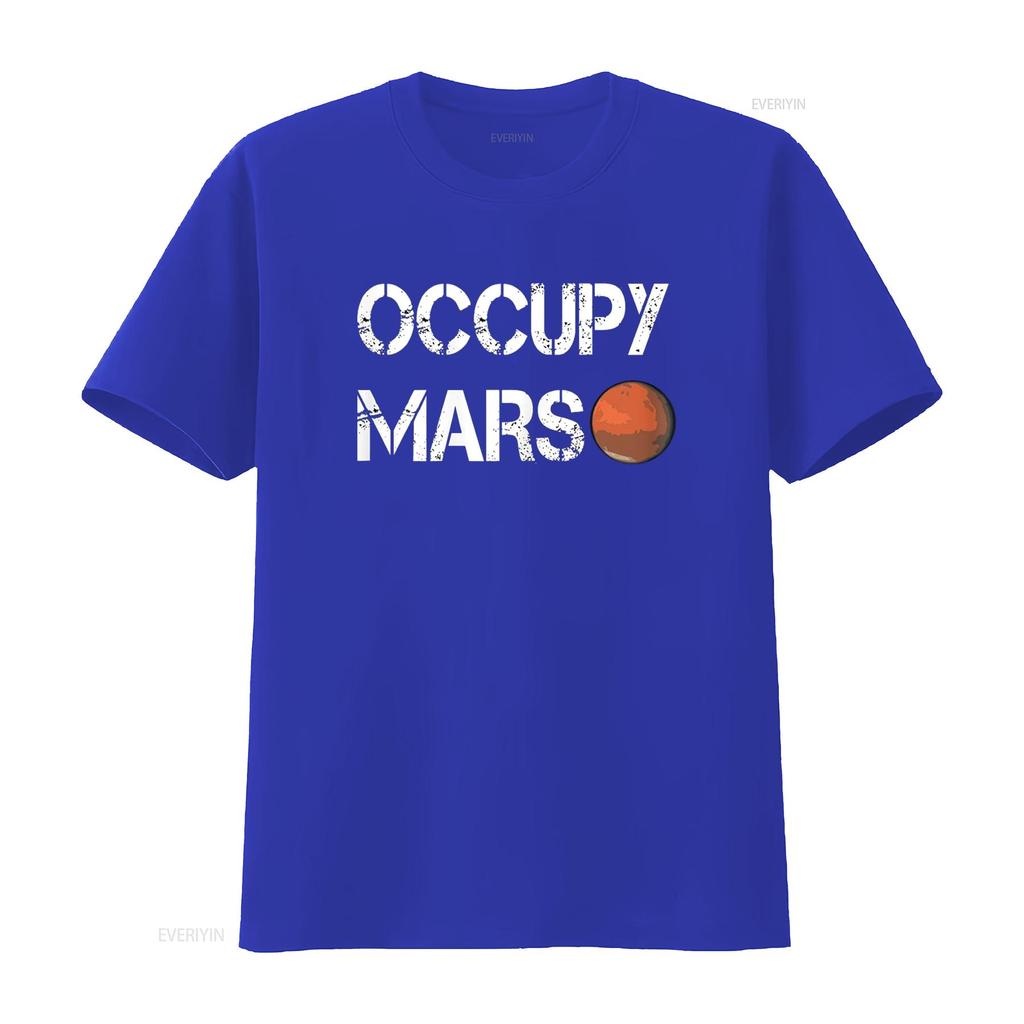 The Explorer Occupy Mars Space T Shirt vintage Washed Soft streetwear Versatile Slightly graphic Unisex homme Stylish