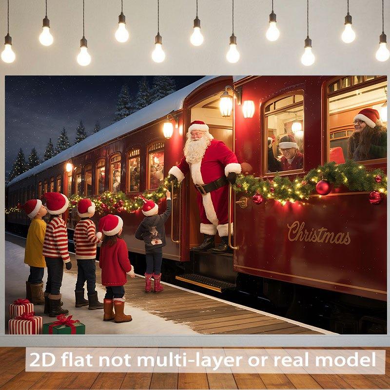 1Pcs Christmas Train Santa Children Decoration Background Winter Backdrop For Photo Studio Photo Booth Party