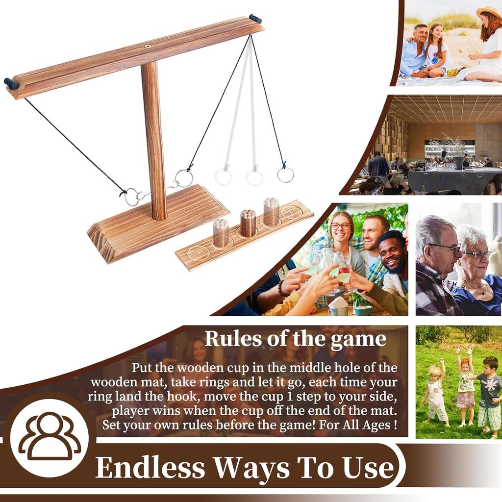 Throwing Ring Hook Game Double Board Game Wooden Throwing Ring Toy Party Interactive Game