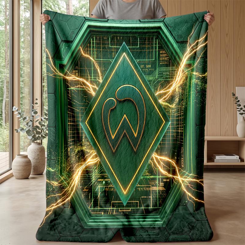 Coperta in Flanella con Stampa Calcio Werder Bremen, Coperta Morbida Calda Leggera per Divano Letto Campeggio