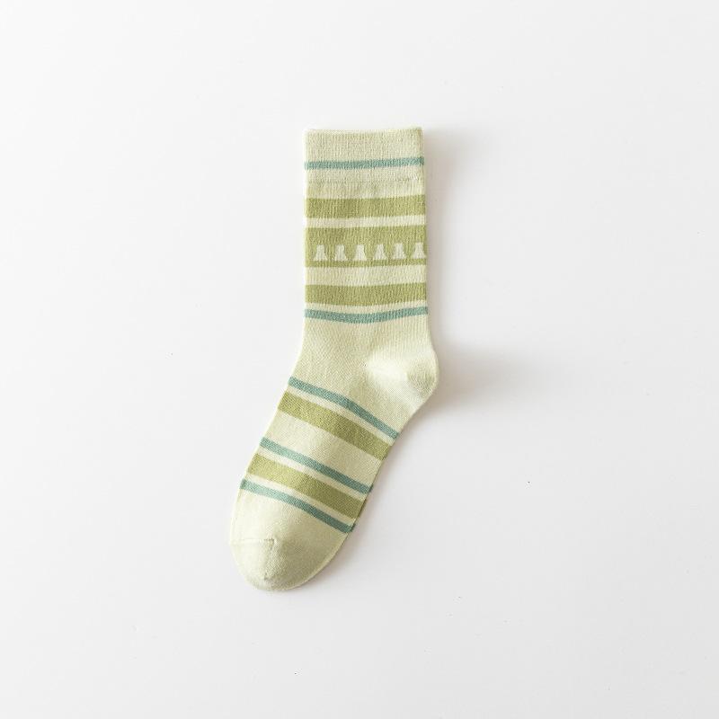 

Female Summer Small Fresh Casual Trend Color Stripe In Tube Cotton Socks 1 pair світло-зелений колір