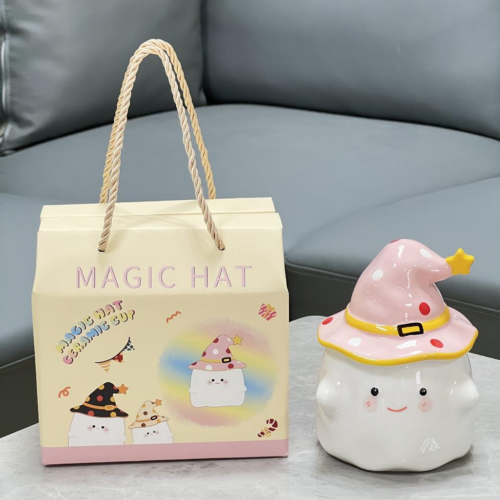 Hochwertiger Becher, süßer Wasserbecher mit Deckel, Souvenir, Mädchen, kreatives Geburtstagsgeschenk, Cartoon-Geister-Keramiktasse