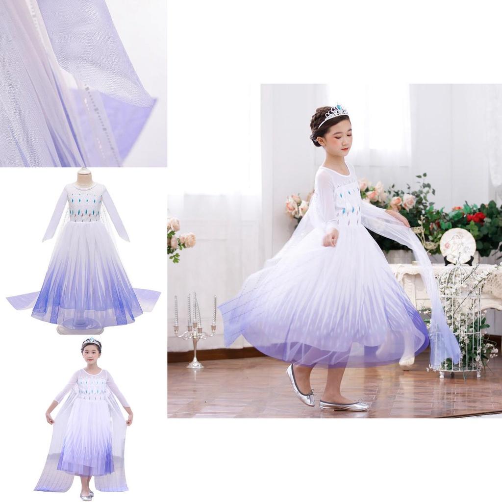 Incantevole costume da Regina delle Nevi di Frozen 2 per bambine, ideale per feste di compleanno.