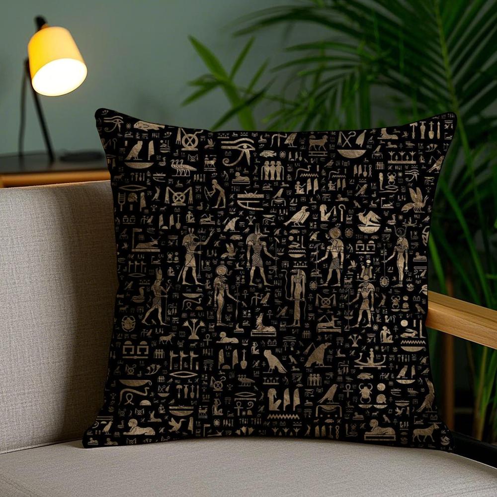 Ancient Egyptian Cushion Cover Soft Short Plush Double-Sided Printing Home Decor Machine Washable Pillow Case Gift