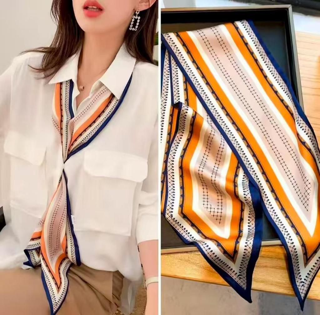 Classic Silk Feel Diagonal Scarf: Versatile Imitation Silk Neckerchief for Spring & Autumn