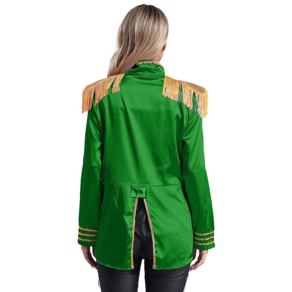 Damen Halloween Mittelalterstil Oberbekleidung Quaste Schulterpolster Goldbesatz Reißverschluss vorne Satinjacke