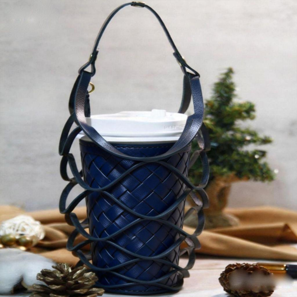 Creative Leather Mesh Cup Sleeve - Handheld PU Sleeve for Milk Tea and Coffee