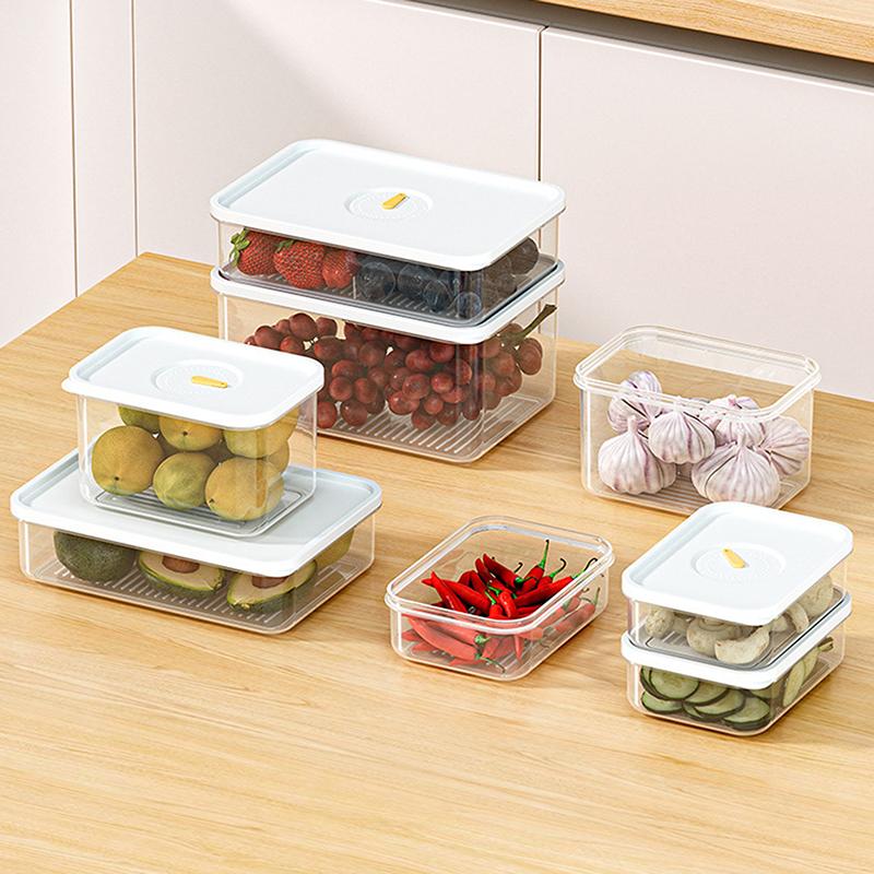 Refrigerator Sealed Fresh-Keeping Box Fruit Meat Freezing Storage Cans Kitchen Plastic Food Organizer Case Container Lunch Box