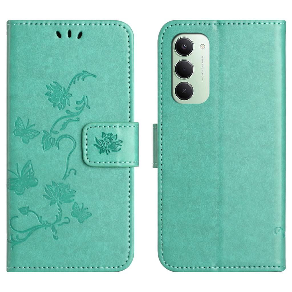 For Xiaomi Redmi 15 4G (EU) (171mm) Case Wallet Stand Imprinted Butterfly Flower PU Leather Phone Cover