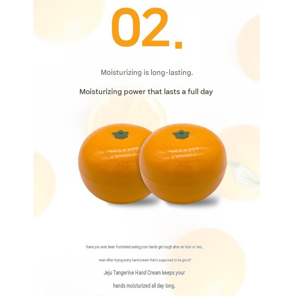Jeju Tangerine Hand Cream 2 X 30g – Tangerine-Shaped Hand Care Souvenir/Gift