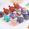 Mini Krystall Skilpadde Statue Reiki Stein Skilpadde Figur Amulett Skilpadde Fengshui Skulptur for Hjemmekontor Skrivebord Hylle Dekorasjon