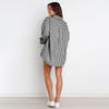 Evropsko-americký jarní/letní pruhovaný dvoudílný: Stylový dámský oblek s dlouhým rukávem a ležérními kalhotami