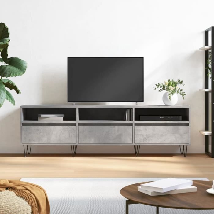VidaXL Meuble TV gris béton 150x30x44,5 cm bois d'ingénierie 831280
