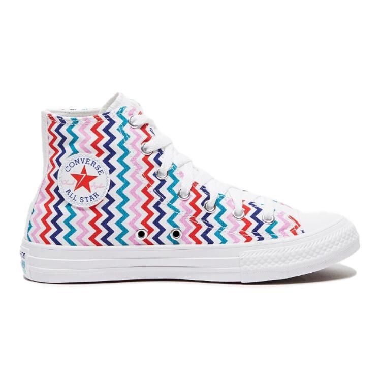 Converse VLTG Chuck Taylor All Star High Top Kids Canvas Shoes White Multicolor Stripes Teenagers 667192F
