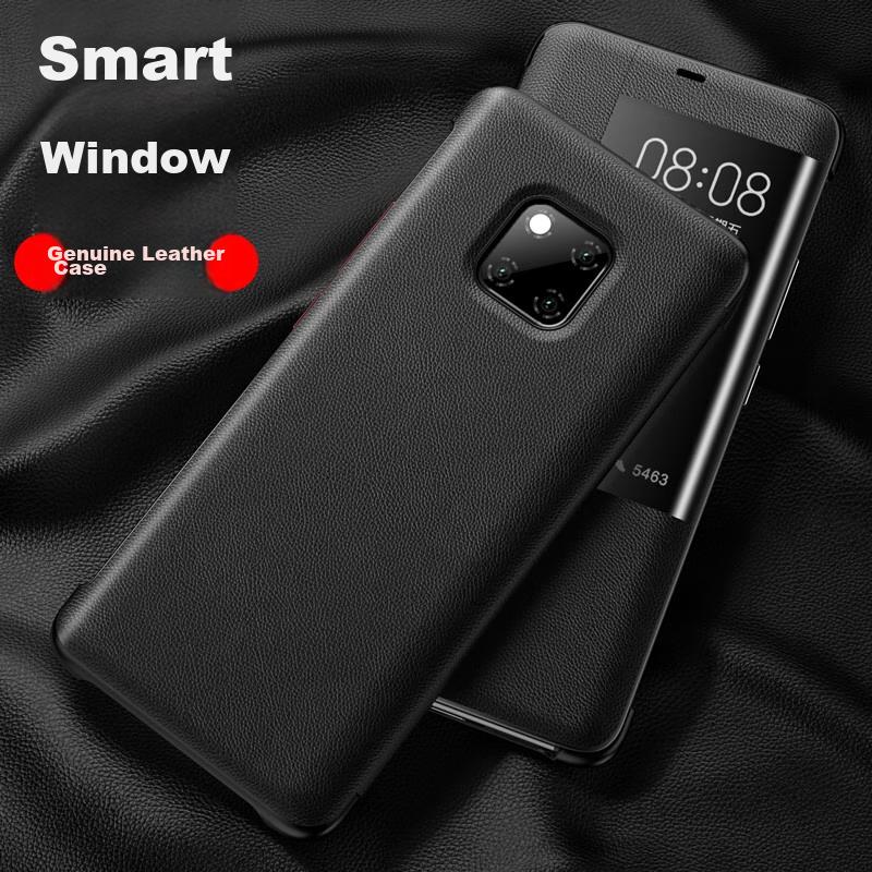 Huawei Mate20 Pro Phone Case, Huawei Mate20 Pro Non-Flip Smart View Window Full Protection Anti-Drop Ultra-Thin Protective Case, Black