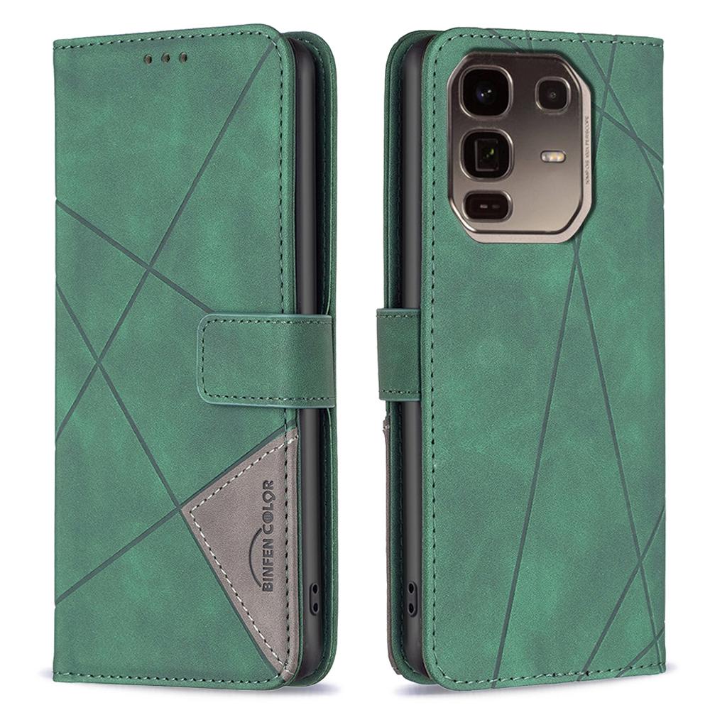 BINFEN COLOR For Infinix Note 50 Pro+ 5G Phone Case Wallet Stand Geometry Imprinted Leather Cover