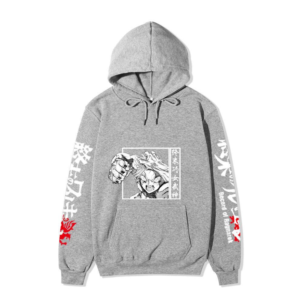 Record of Ragnarok Thor Manga Hoodie Vertikaler Japanischer Chinesischer Text Drachenprint Anime Pullover Sweatshirt