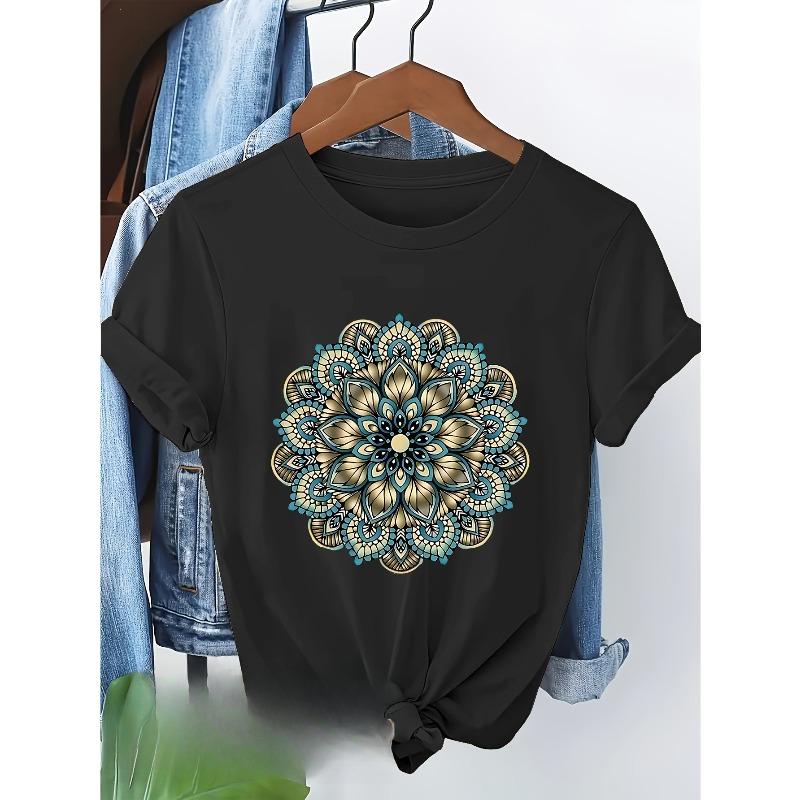 European sizes Elegant Artistic Print Women's Short-Sleeve T-Shirt