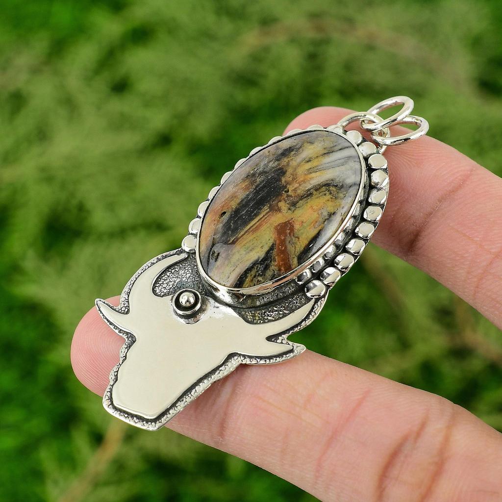 Daughters Day Deal 925 Sterling Silver Coconut Jasper Gemstone Pendant Jewelry