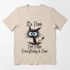 2025 Spring Summer New Short-Sleeve T-Shirt Black Cat Print Round Neck Solid Color Pullover Casual Short-Sleeve Women's Tops