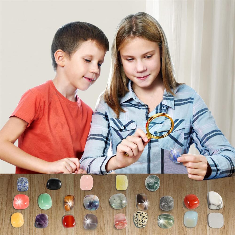 Christmas Advent Calendar With 24 Natural Crystal Agate Stones Minerals Fossils Surprise Blind Box For Kids Geological Learning Collection