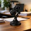 Jijijing Integrated Molding Process Figure, 3D Printed Double Skull Art Ornament, Abstract Fluid Statue, Dark Style Decoration for Living Room