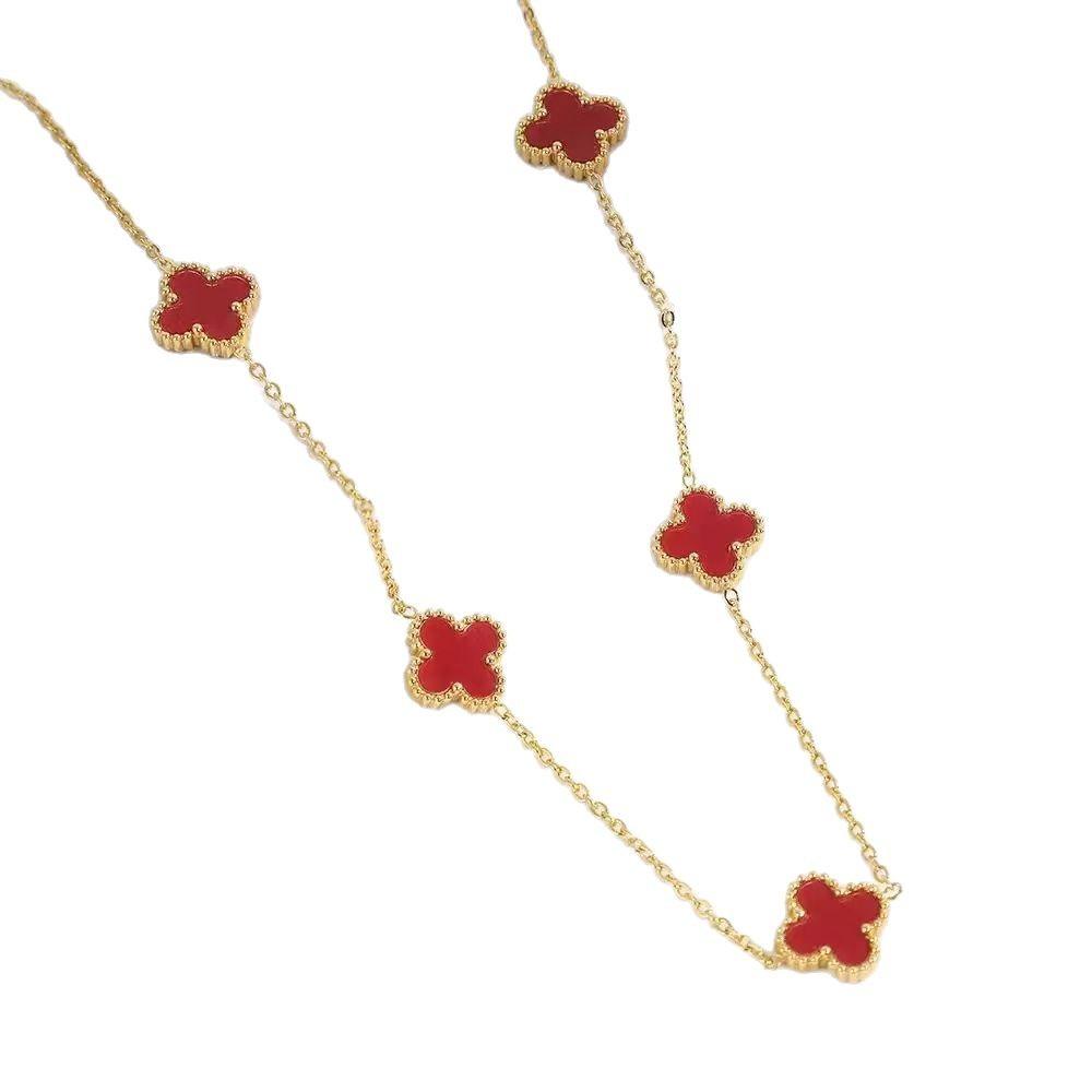 Lucky Clover Double sided Necklace Titanium Steel 18K Gold Titanium Steel Necklace