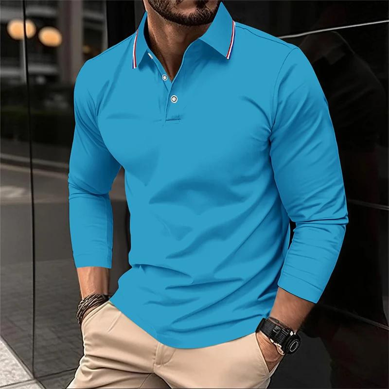 Essential Men's Long Sleeve Polo Shirt, Stylish Casual Top