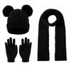 3-12Y Children's Warm Knitted Hat Scarf Gloves Set Thickened Lining Knit Beanie Warm Neck Scarves Windproof Outdoor Protecting