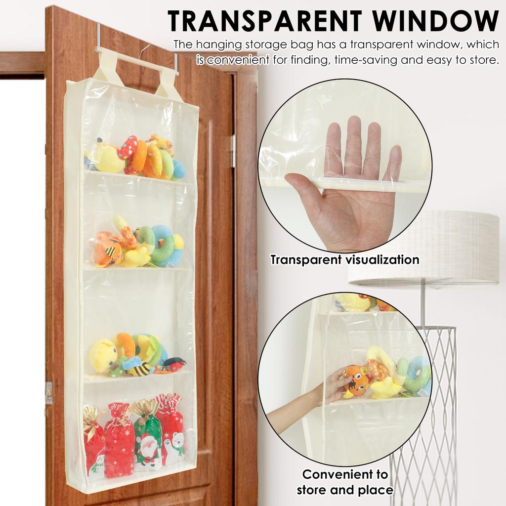 Wall Mounted Hanging Yarn Storage Bag Knitting Organizer with 4 Compartment Large Capacity Hanging Yarn Holder for Household