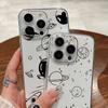 Planet Astronaut Pattern Hard PC Clear Case For iPhone 16 Pro Max 15 Pro 14 13 12 11 Transparent Shockproof Slim Phone Cover