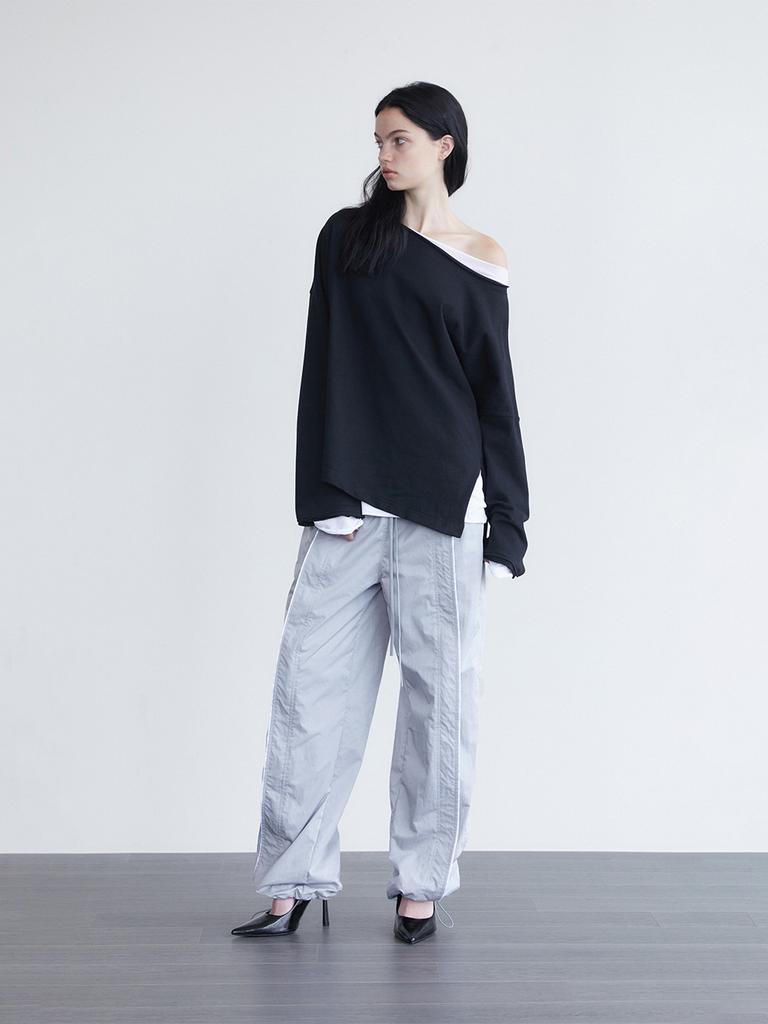 Holpeipeo Nylon Pintuck Track Pants - Grey