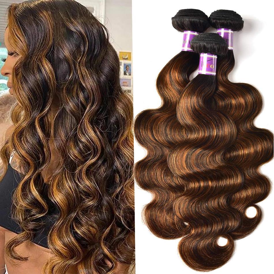 Brown Highlight Body Wave Human Hair