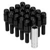 20pcs Steel Extended Lug Bolts M12x1.25 28mm Thread with Sleeve Universal for CarBlack