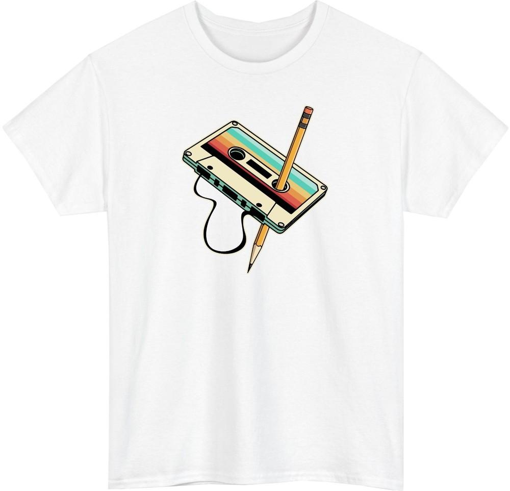 80s 90s Cassette Tape with pencil TShirt vintage music Vintage Unisex Tee