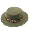 New Flat Top Top Hat Straw Hat Ladies Summer Beach Hat Shade Sunscreen Resort Seaside Hat Flat Brim Jazz Hat