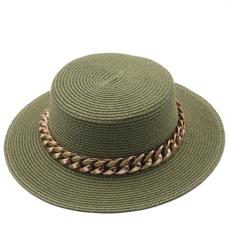 New Flat Top Top Hat Straw Hat Ladies Summer Beach Hat Shade Sunscreen Resort Seaside Hat Flat Brim Jazz Hat