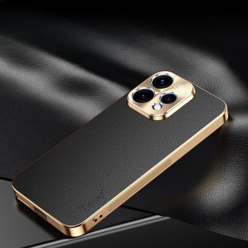 Texture Lichee Pattern PU Leather Cover For Oppo Reno 15F 15C Plating Shockproof Phone Case For Reno 15F 15 C Bumper Shell