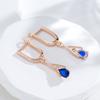 Kienl Trendy  Rose Gold Dangle Earrings For Women Geometry Blue Natural Zircon Accessories Vintage Wedding Daily Jewelry