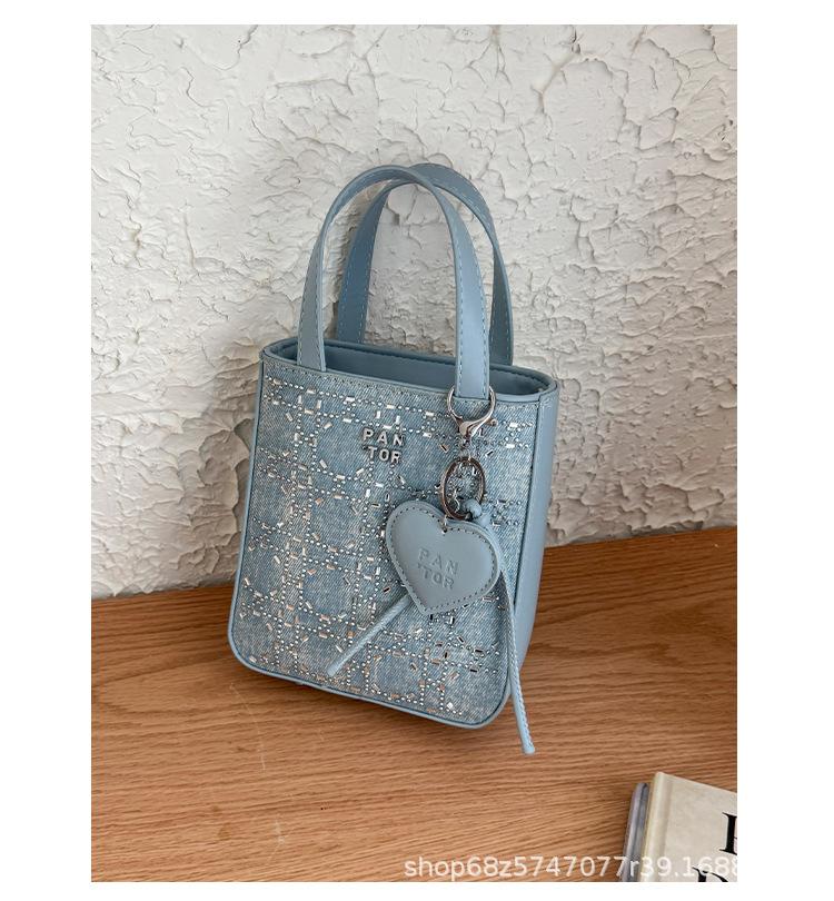 Denim Diamond Bucket Bag Women s 2025 New Fashion Versatile Trend Shoulder Crossbody Bag